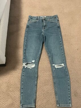 Topshop Distressed Skinny Jeans - Blue
